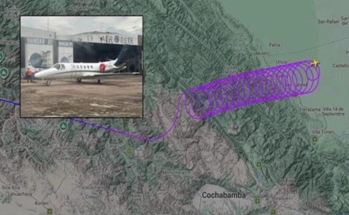 Una aeronave ejecutiva desapareció del radar luego de realizar múltiples círculos en el aire mientras descendía de altitud. Autoridades bolivianas mantienen un operativo de búsqueda y no se ha localizado la nave.
