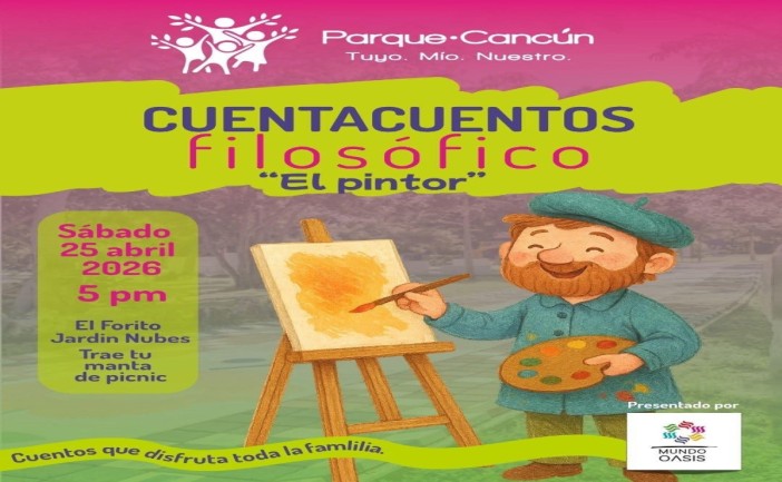 Una tarde de historias, reflexión y contacto con la naturaleza se vivirá en Cancún con el “Cuentacuentos Filosófico” de Ana Lirio, un evento familiar con entrada libre que busca fomentar la imaginación y el pensamiento crítico.