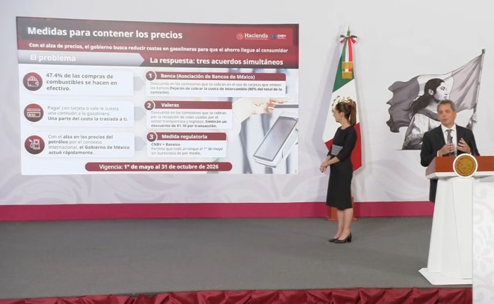 Sheinbaum anuncia reducción en el pago de gasolina y diésel con tarjeta bancaria y vales
