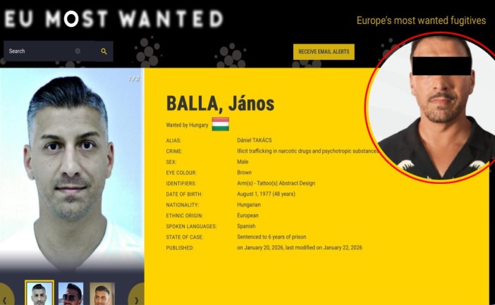 János Balla, conocido en México también como Dániel Takács, es buscado en Hungría por tráfico de estupefacientes.