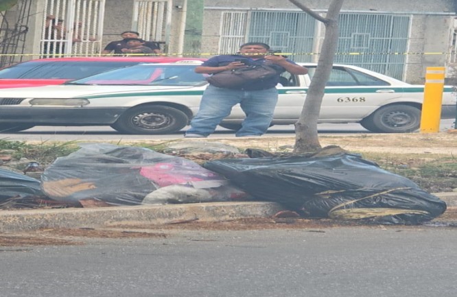 El hallazgo de restos humanos dentro de bolsas negras provocó un amplio operativo policial en la Región 227 de Cancún. La zona fue acordonada mientras peritos y autoridades inician las investigaciones.